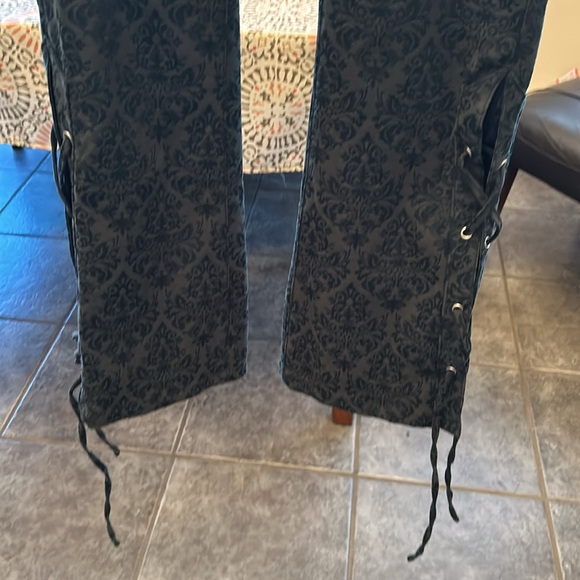 URBAN OUTFITTERS Lace Up dark green Damask print Pants size 4 - Picture 14 of 14